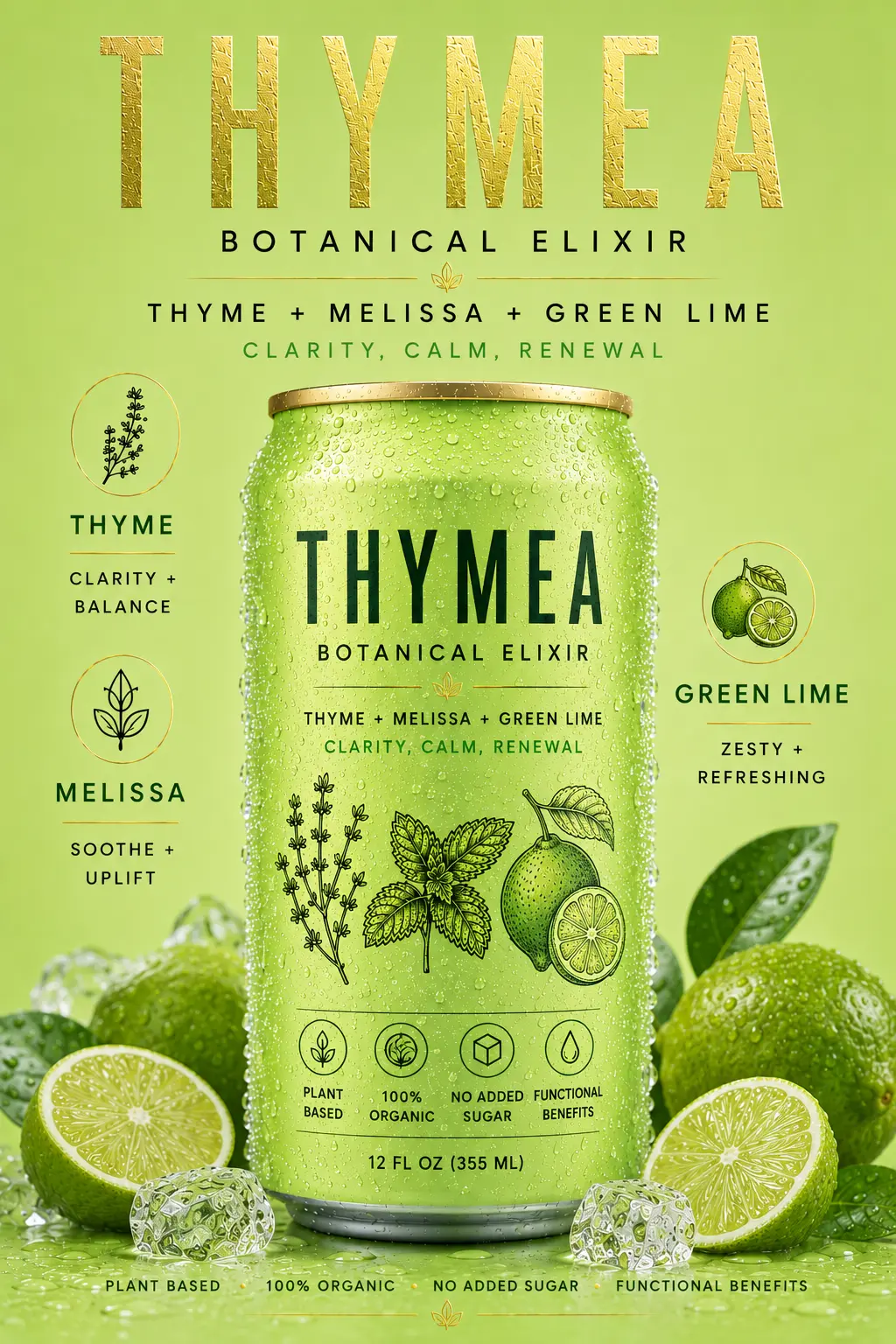 Thymea Green lime botanical elixir can